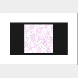 Paisley butterflies white-pink Posters and Art